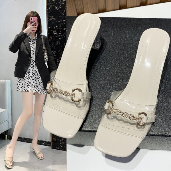 Moderne ženske papuče s kamenčićima i petom