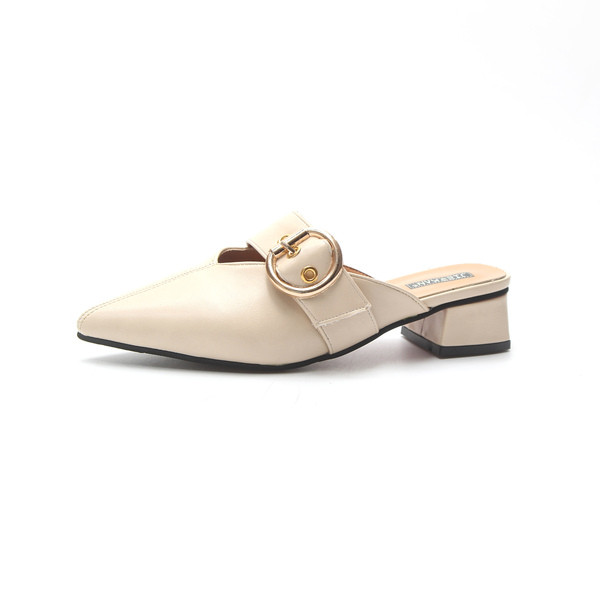 Ženske špicaste papuče od umjetne kože s kopčom