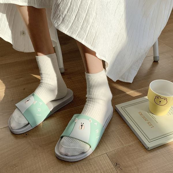 Ležerne ženske papuče s medvjedićem i ravnim potplatom za plažu