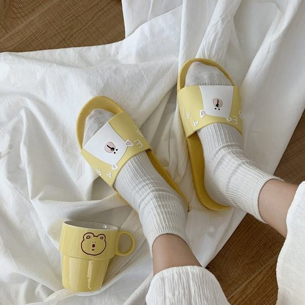 Ležerne ženske papuče s medvjedićem i ravnim potplatom za plažu