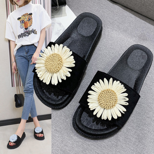 Ženske papuče s ravnim potplatom i 3D cvijetom