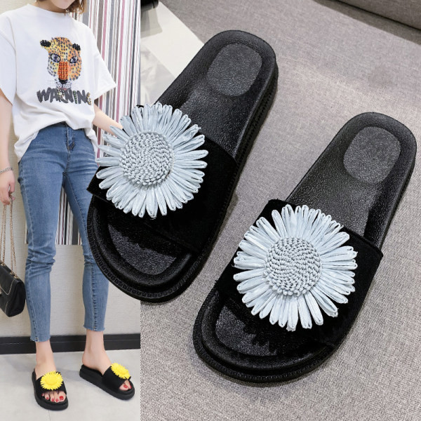 Ženske papuče s ravnim potplatom i 3D cvijetom