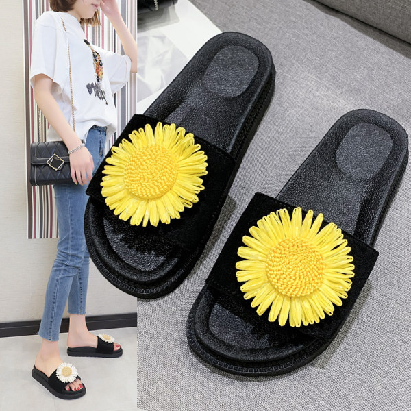 Ženske papuče s ravnim potplatom i 3D cvijetom