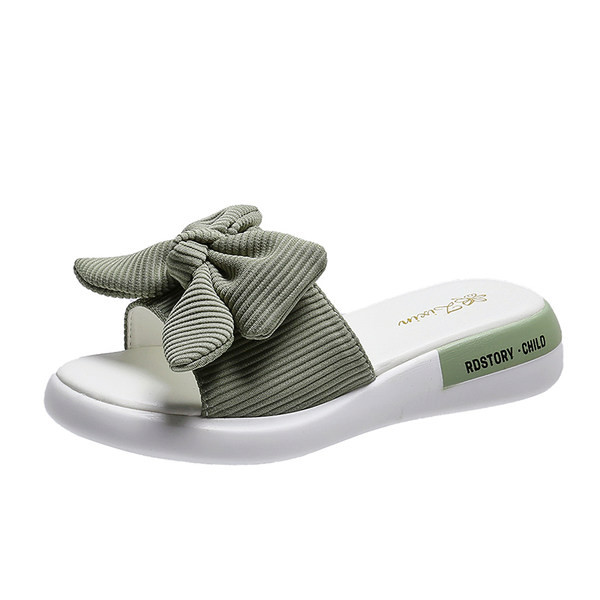 Papuci de vara dama cu talpa plata si panglica cu dungi