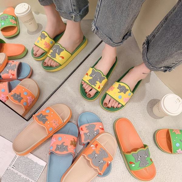 Ženske casual papuče s aplikacijom u boji i ravnim potplatom