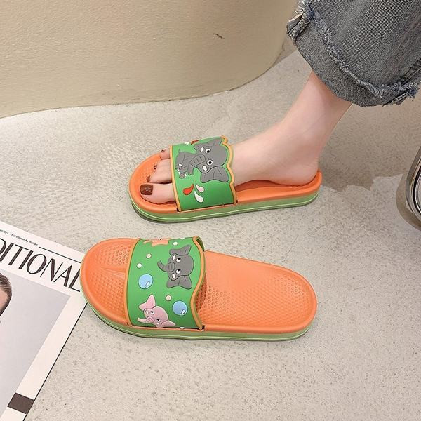 Ženske casual papuče s aplikacijom u boji i ravnim potplatom