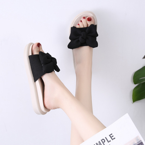 Papuci dama cu panglica tricotata - talpa plata