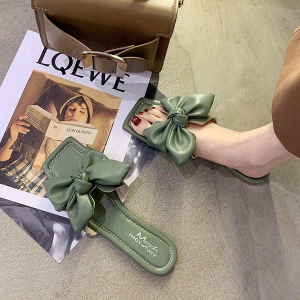 Model nou de papuci de dama cu panglica din imitatie de piele