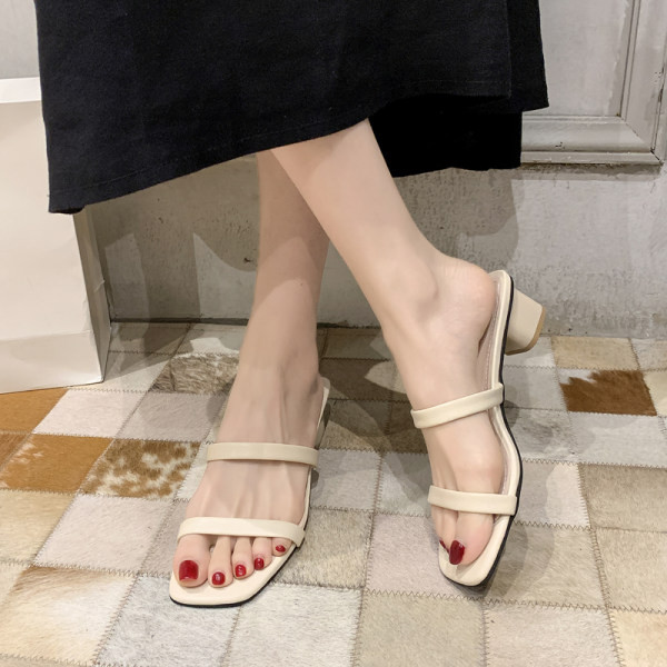 Moderne ženske kožne papuče sa petom debljine 5 cm