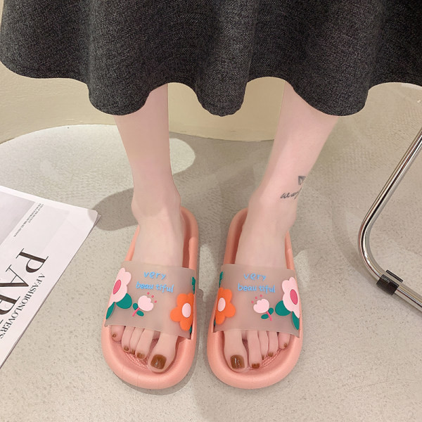 Papuci casual de damă cu inscripție și model floral - potriviti pentru plajă