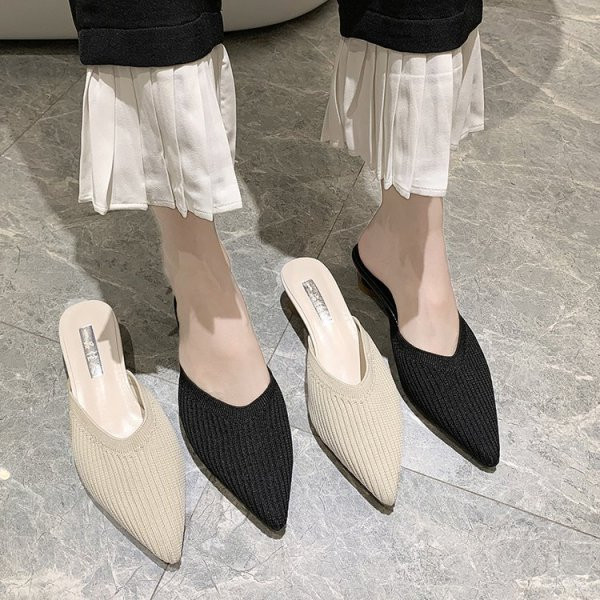 Ženske casual papuče s tekstilnim pletenim dijelom