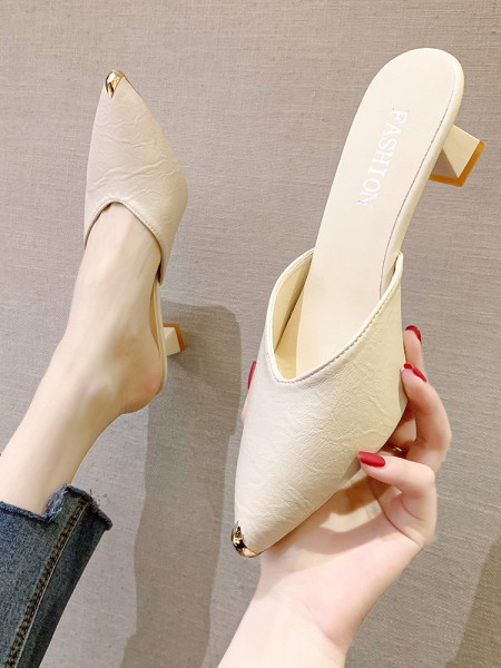 Casual papuče od eko kože sa metalnim vrhom