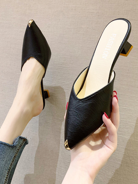 Casual papuče od eko kože sa metalnim vrhom