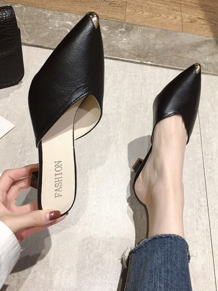 Casual papuče od eko kože sa metalnim vrhom