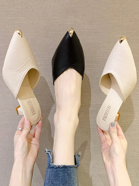 Casual papuče od eko kože sa metalnim vrhom