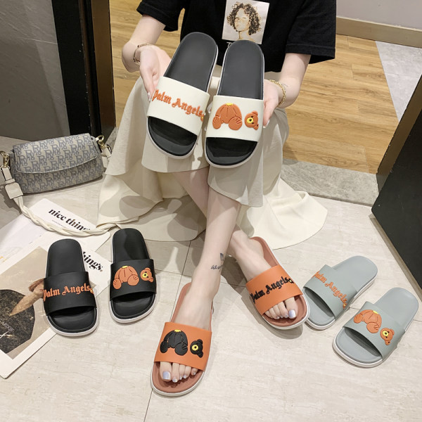 Ženske casual papuče sa natpisom i ravnim đonom