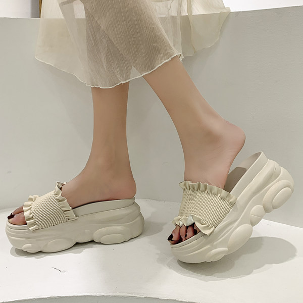 Γυναικείες έκο δερμάτινες παντόφλες με πλατφόρμα 8 cm