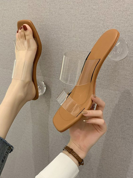 Ženske papuče sa silikonskim naramenicama i prozirnom petom