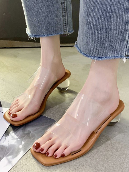 Ženske papuče sa silikonskim naramenicama i prozirnom petom