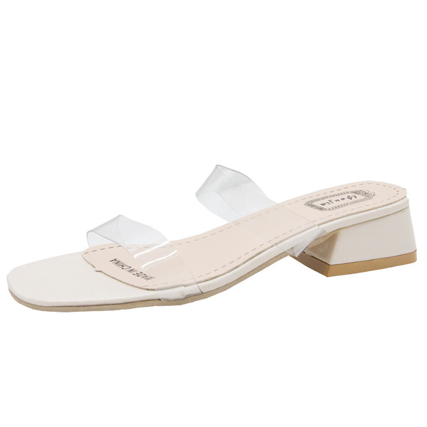 Ženske papuče sa silikonskim remenčićima i niskom debelom petom