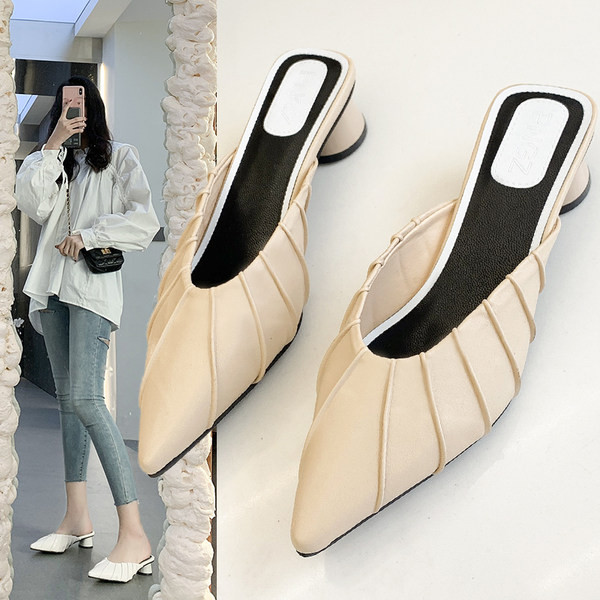 Ženske papuče od umjetne kože na petu