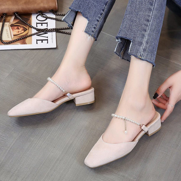 Ženske casual papuče od eko brušene kože s perlama u više boja