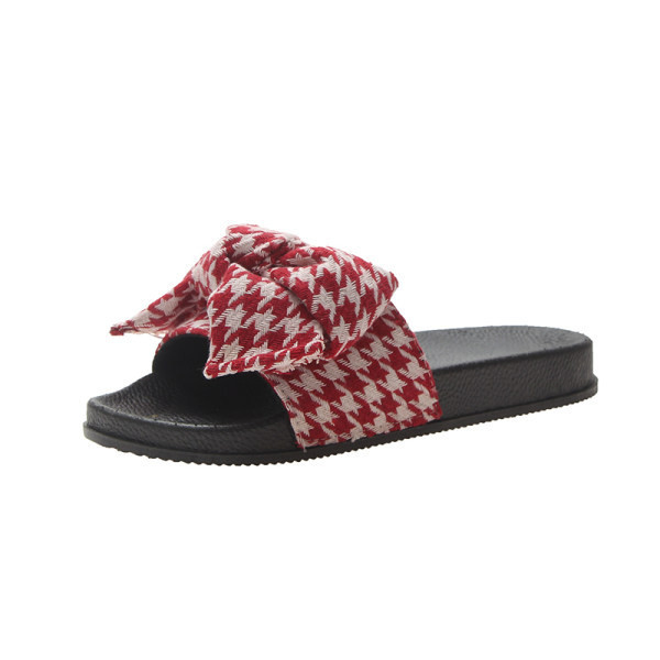 Model nou de papuci dama cu panglica - negru si rosu