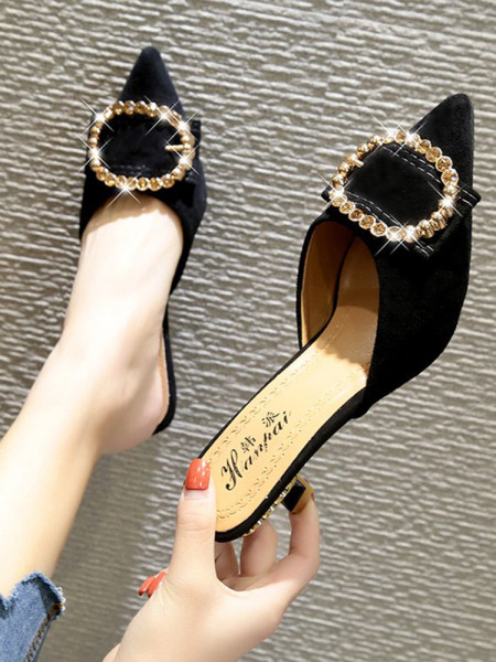 Elegantne ženske papuče od eko antilopa i kamenčića