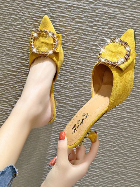 Elegantne ženske papuče od eko antilopa i kamenčića