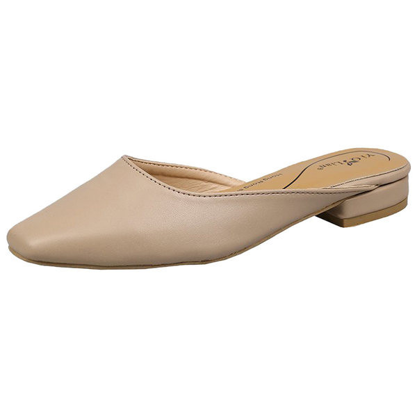 Papuci de damă din piele cu talpă plată în trei culori