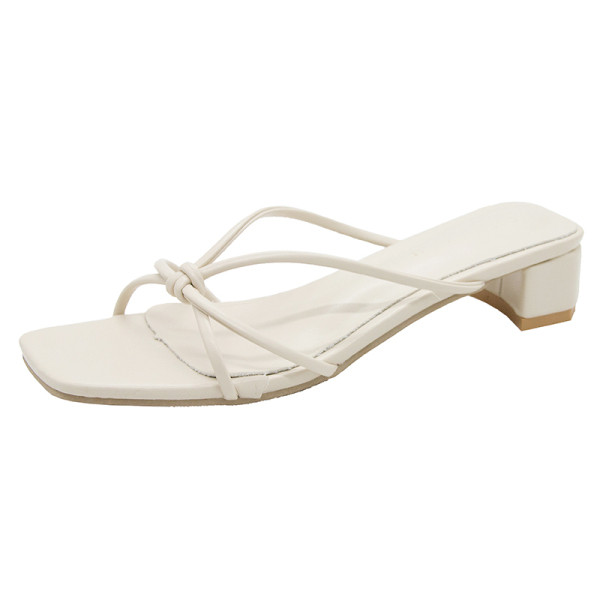 Papuci casual cu bretele subtiri din piele ecologica