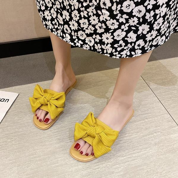 Papuci moderni de dama cu panglica si talpa plata in mai multe culori