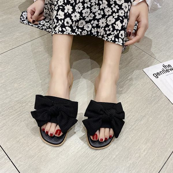 Papuci moderni de dama cu panglica si talpa plata in mai multe culori