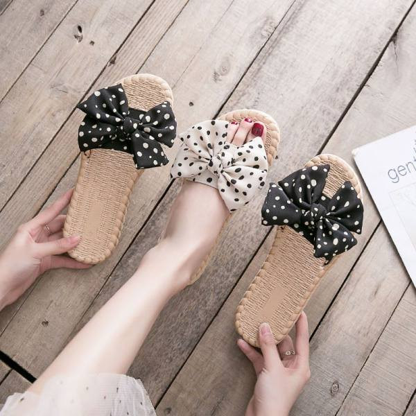Papuci casual dama cu panglica cu puncte
