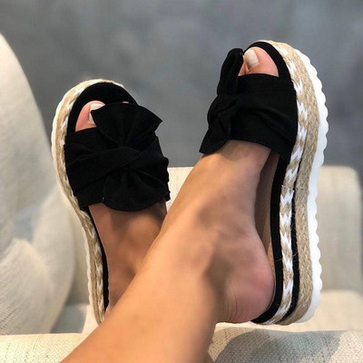Papuci casual din piele intoarsa ecologica pe o platforma plata