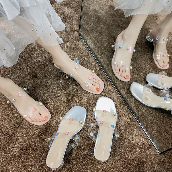 Papuci casual dama de vara cu pietre colorate