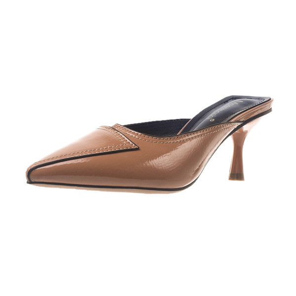 Model nou de papuci de dama ascutit din imitatie de piele cu toc inalt de 7 cm