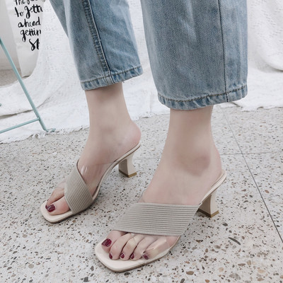 Παντόφλες μοντέρνες γυναικείες με τακούνι 6 cm