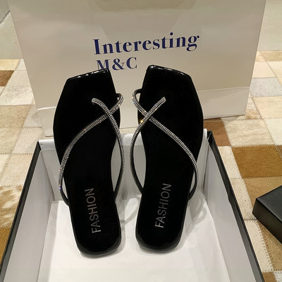 Papuci casual dama - cu talpa plata si pietre