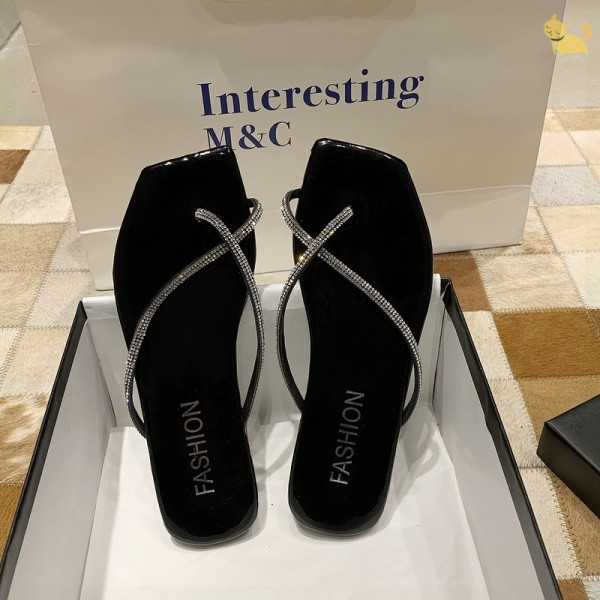 Papuci casual dama - cu talpa plata si pietre