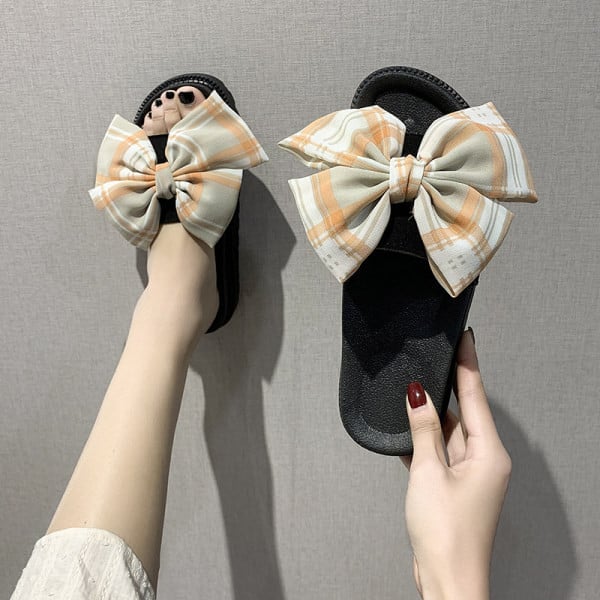 Papuci dama de vara cu panglica in carouri