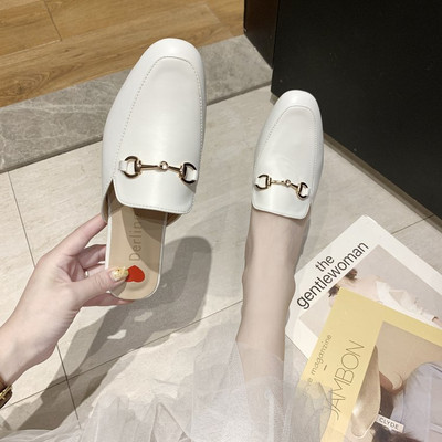 Papuci de dama moderni din piele ecologica cu element metalic