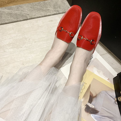 Papuci de dama moderni din piele ecologica cu element metalic