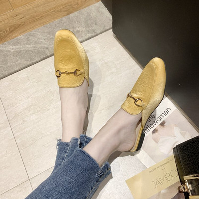 Papuci de dama moderni din piele ecologica cu element metalic