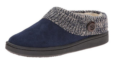 Papuci caldi de casa din piele intoarsa ecologica si tricotat