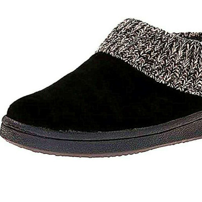 Papuci caldi de casa din piele intoarsa ecologica si tricotat