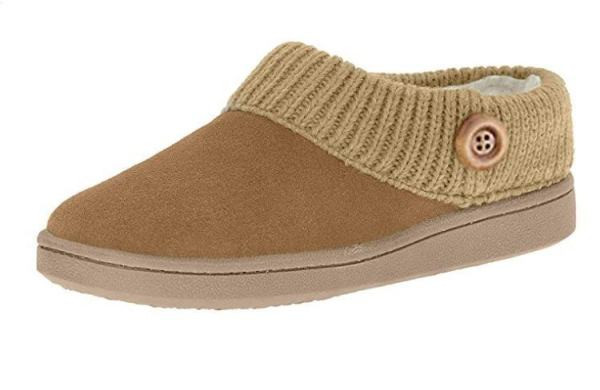 Papuci caldi de casa din piele intoarsa ecologica si tricotat