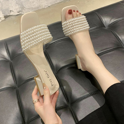 Γυναικείες casual παντόφλες με πέρλες σε τρία χρώματα κατάλληλα για το καλοκαίρι