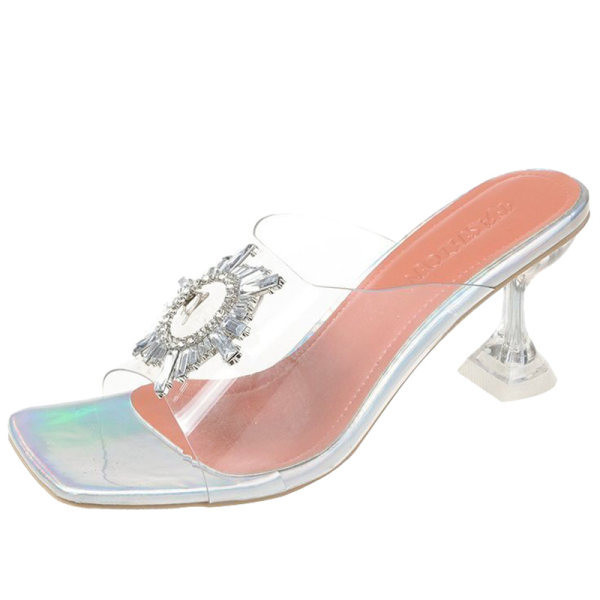 Ženske casual papuče s metalnim ukrasom i petom u dvije boje