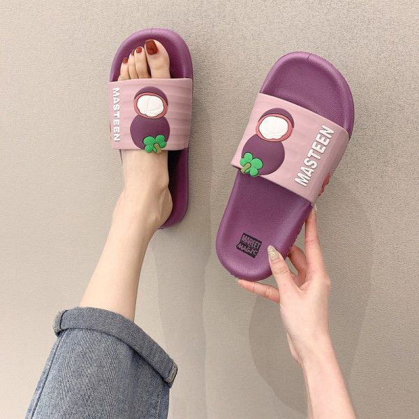 Papuci de cauciuc dama cu talpa plata si aplicatie